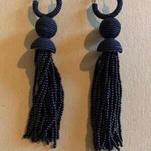 Hand-Beaded Drama Earrings in Jet Black  26754